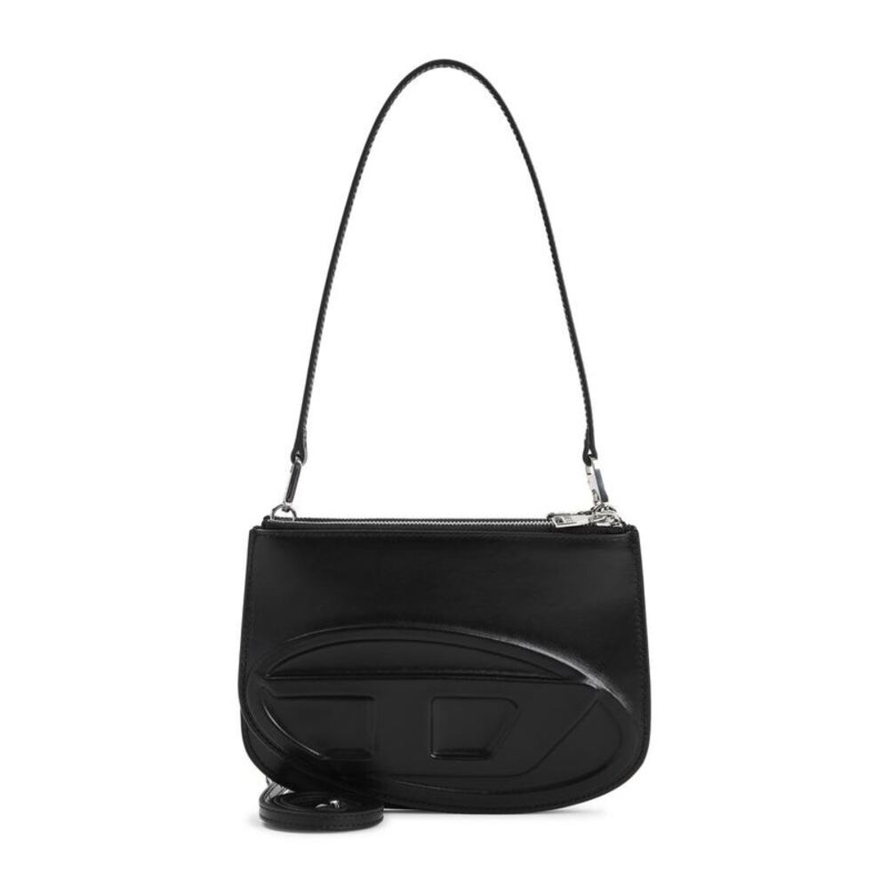 DIESEL DVL Shoulder Bag with Embossed Logo Women BLACK Shoulder Bags